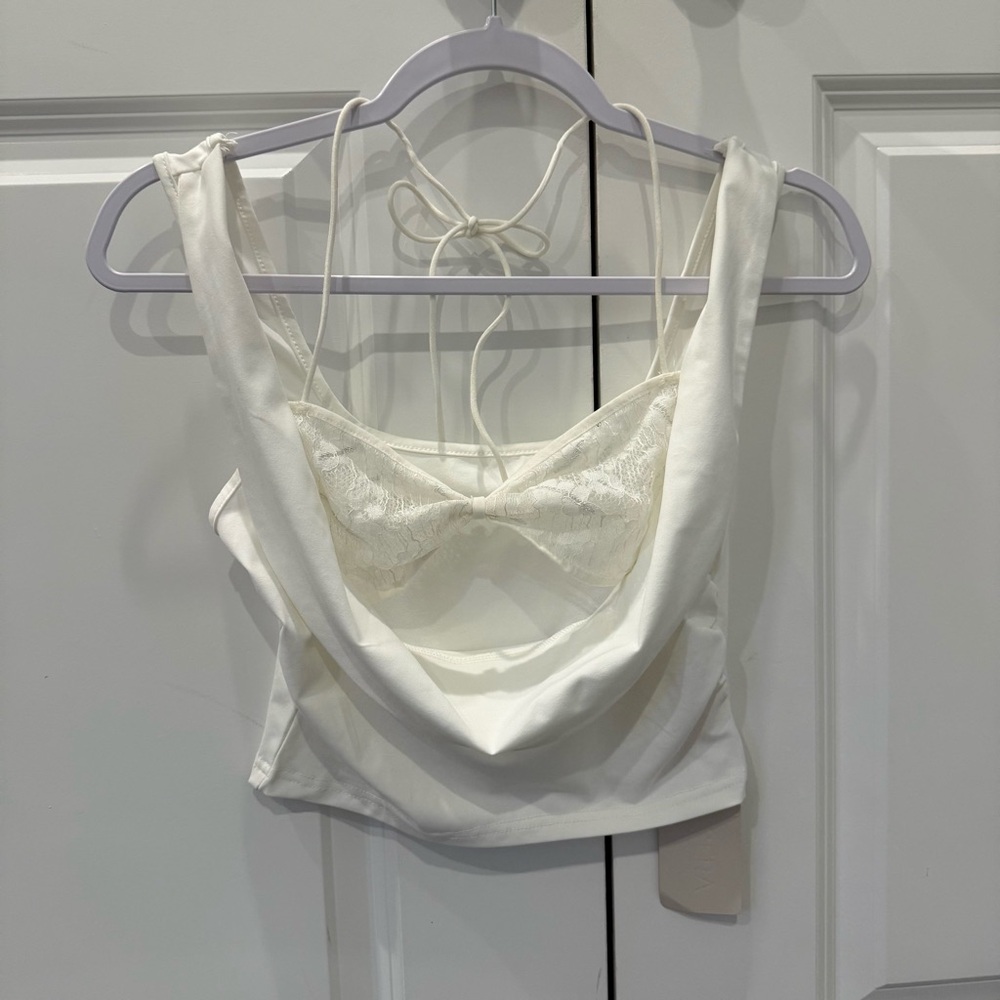 NWT White Lace Trim Cami Top